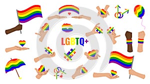 LGBTQ set of symbols celebrating Pride Month.