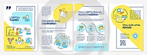 LGBTQI travel information blue and yellow brochure template photo