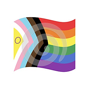 Lgbtqia wavy flag vector illustration. Pride symbol