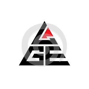 LGE triangle letter logo design with triangle shape. LGE triangle logo design monogram. LGE triangle vector logo template with red photo