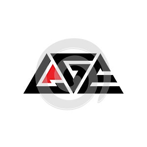 LGE triangle letter logo design with triangle shape. LGE triangle logo design monogram. LGE triangle vector logo template with red