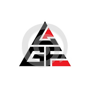 LGF triangle letter logo design with triangle shape. LGF triangle logo design monogram. LGF triangle vector logo template with red