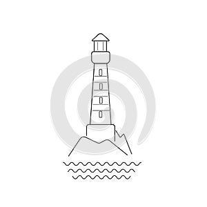 Lghthouse vector illustration. Navigation structure line art