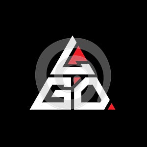LGO triangle letter logo design with triangle shape. LGO triangle logo design monogram. LGO triangle vector logo template with red