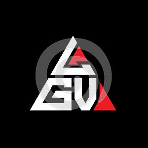 LGV triangle letter logo design with triangle shape. LGV triangle logo design monogram. LGV triangle vector logo template with red
