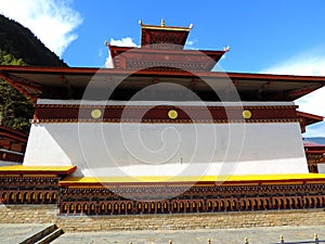 Lhakhang Karpo White temple in Haa valley located in Paro, Bhutan