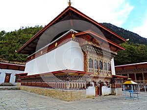 Lhakhang Karpo White temple in Haa valley located in Paro, Bhutan