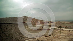 Lhasa-Beijing train moving on the Tibetan plateau.