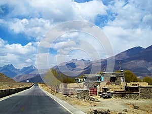 Lhasa highway and residential areas