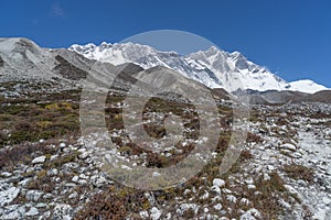 Lhotse mountain from Chukung village