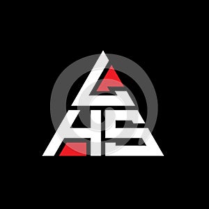 LHS triangle letter logo design with triangle shape. LHS triangle logo design monogram. LHS triangle vector logo template with red