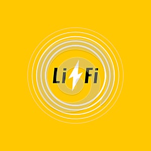 Li-fi wireless logo with waves. Light Fidelity. Visible light communication. Fast wireless communication technology by special LED photo