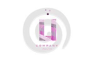 li l i alphabet letter logo pink purple line icon template vector