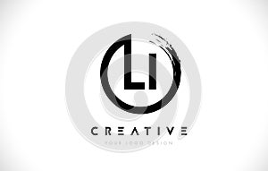 LI Letter Logo with Circle Brush Design and White Background