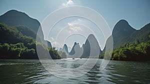 Li River China on a sunny day - made with Generative AI tools