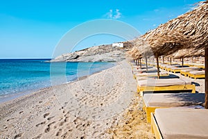 Lia Beach, wild and free beach in the south of Mykonos, Greece.