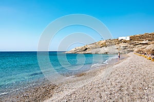 Lia Beach, wild and free beach in the south of Mykonos, Greece.