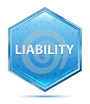 Liability crystal blue hexagon button