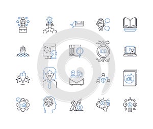 Liability earnings line icons collection. Compensation, Responsibility, Accountability, Insolvency, Damages, Payout