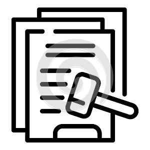Liability gavel icon, outline style