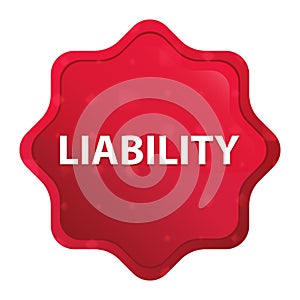 Liability misty rose red starburst sticker button