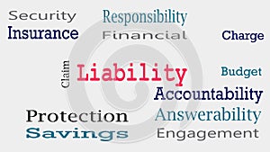 Liability word cloud concept on white background