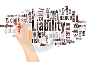 Liability word cloud hand writing concept