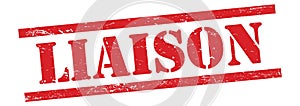 LIAISON text on red grungy lines stamp photo