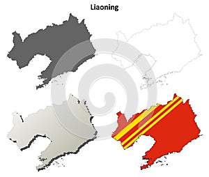 Liaoning blank outline map set