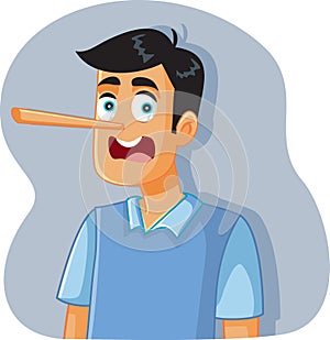 Liar Man with Long Nose Vector Cartoon