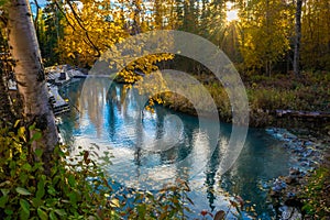 Liar river hot springs in warm autumn evening