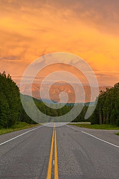 Liard River valley Alaska Highway BC Canada sunset