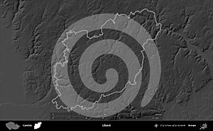 Libava outlined, Czechia. Grayscale