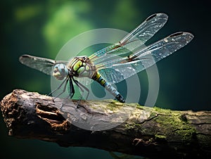 Libelula balanced on dry branch  Made With Generative AI illustration