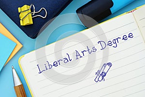 Liberal Arts Degree inscription on the sheet