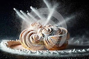 liberally sprinkled with powdered sugar fresh cinnamon buns