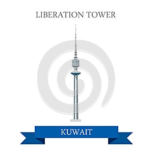 Liberation Tower in Kuwait vector flat attraction landmarks