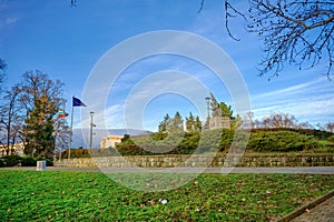 Liberators Monument in Kardzhali Bulgaria in a Park with EU photo