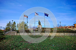 Liberators Monument in Kardzhali  Bulgaria in a Park with EU photo