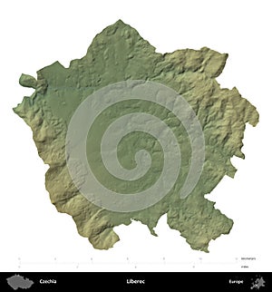 Liberec, Czechia, isolated on white. Physical