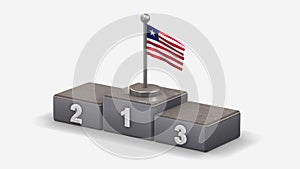 Liberia 3D waving flag illustration on winner podium.