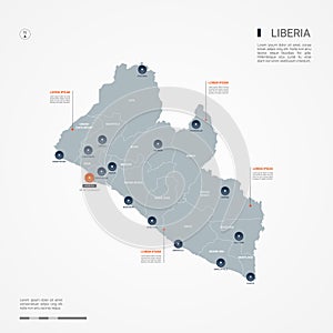 Liberia infographic map vector illustration.