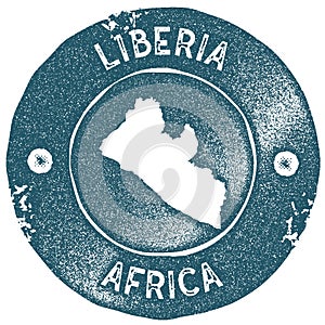 Liberia map vintage stamp.