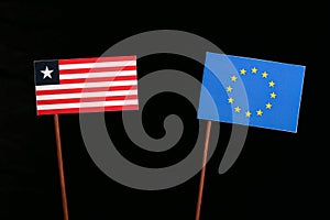 Liberian flag with European Union EU flag on black