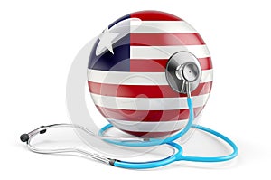 Liberian flag with stethoscope. Health care in Liberia concept, 3D rendering