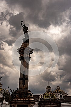 Libertas on top of a triumph column in Quito