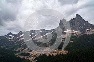 Liberty Bell Mountain, as seen from Washington Pass Overlook on the North Cascades Scenic Highway