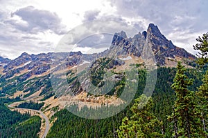 Liberty Bell Mountain and Early Winter Spires