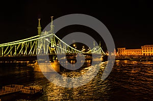 Liberty Bidge in Budapest Illuminated at Night