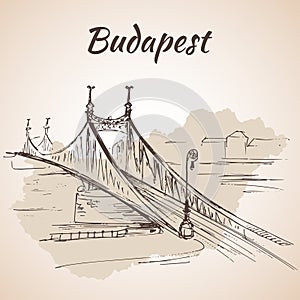 Liberty Bridge in Budapest, Hungary.